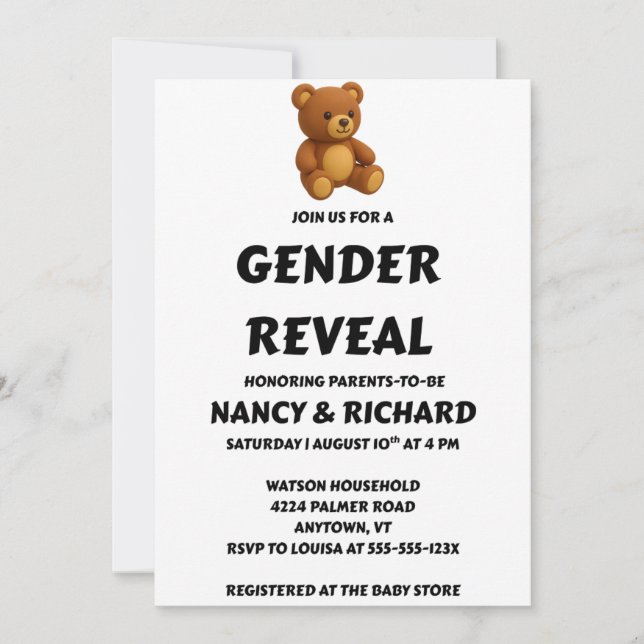 Gender Reveal Party  Invitation (Front)