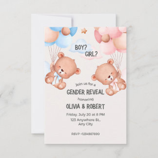 gender reveal party, invitation