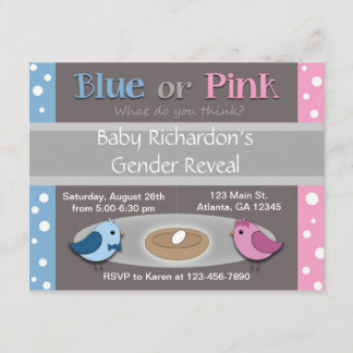 Gender Reveal Party Invitation (Birds in Nest)