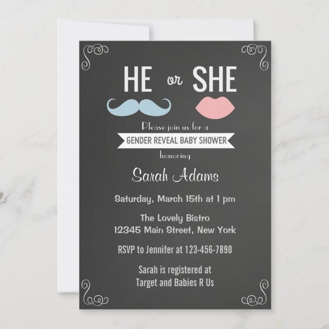 Gender Reveal Party Invitation Chalkboard (Front)
