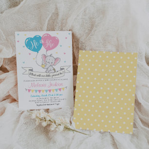 Gender Reveal Party Invitation Elephant