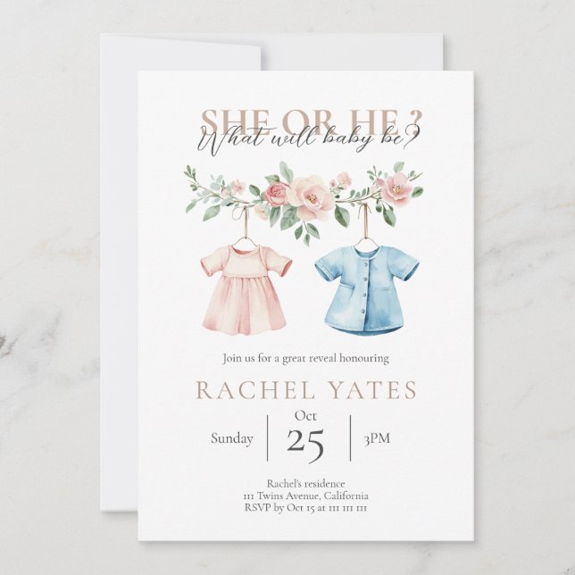 Gender Reveal Party Invitation Minimalistic (Front)