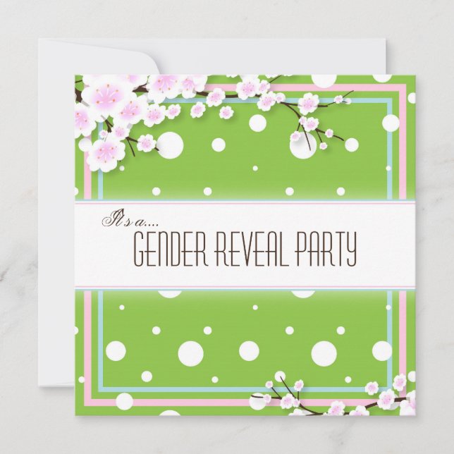 Gender Reveal Party Invitation - Team Green - Dots (Front)