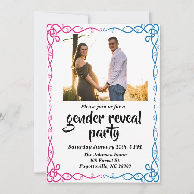 Gender reveal party photo Invitation (Front)