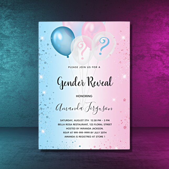 Gender reveal party pink blue budget invitation flyer (Creator Uploaded)