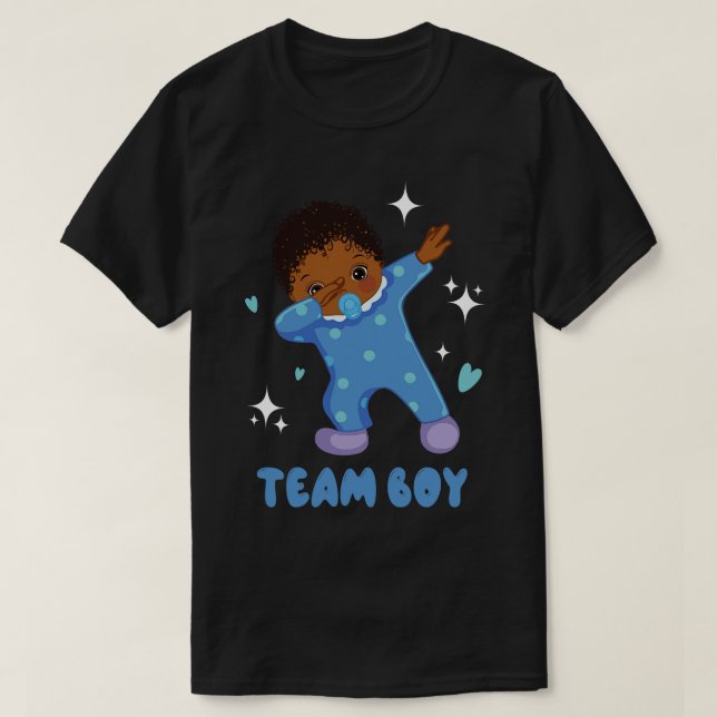 Gender Reveal Party Team boy Baby Announcement Gif T-Shirt (Design Front)