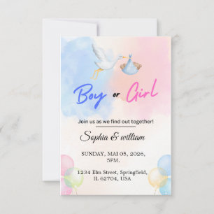 Gender reveal party template Invitation