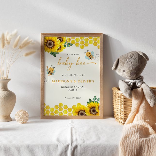 Gender Reveal Party What Will Baby Bee Welcome Poster (Creator Uploaded)