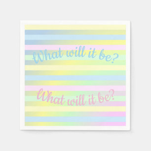 Gender reveal pastel striped cute party napkin