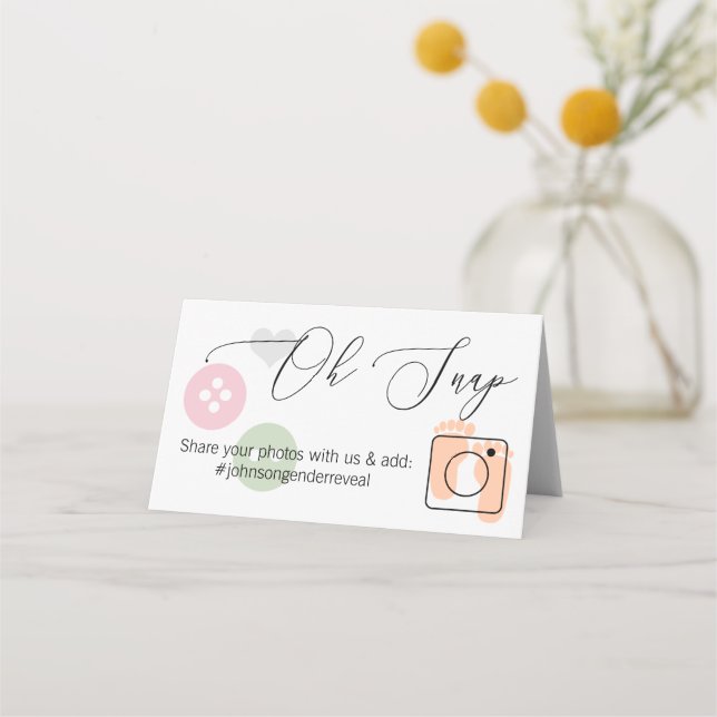 Gender Reveal Photo Share Folded table card (Front)