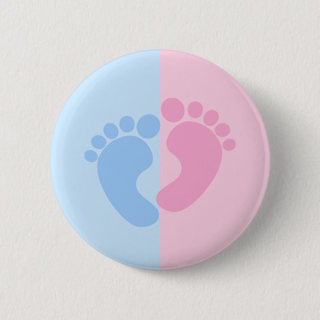 Gender Reveal Pink and Blue Baby Feet Shower 6 Cm Round Badge (Front)