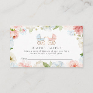 Gender Reveal Pink and Blue Diaper Raffle Enclosure Card