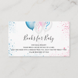 Gender reveal pink blue boy girl book request enclosure card