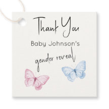 Gender Reveal Pink Blue Butterflies Thank You Tags
