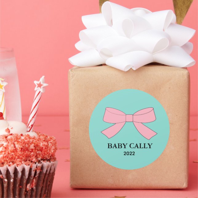 Gender Reveal Pink & Blue Party Classic Round Sticker (Party)