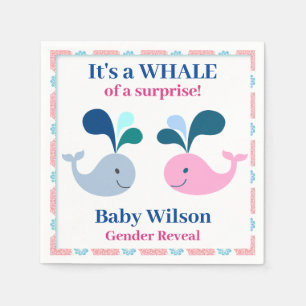 Gender Reveal Pink Blue Whale of a Surprise Napkin