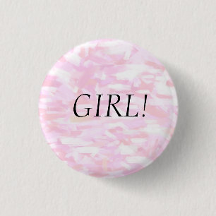 Gender Reveal Pink Confetti "GIRL" Pin Button