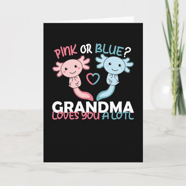 gender reveal pink or blue grandma loves you lotl card (Front)