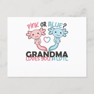 gender reveal pink or blue grandma loves you lotl postcard