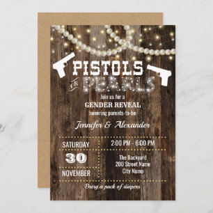 Gender Reveal Pistols or Pearls Invitation