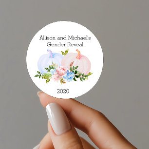 Gender Reveal Pumpkin Favour gift Custom Classic Round Sticker