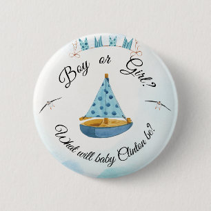 Gender Reveal Sailboat 6 Cm Round Badge