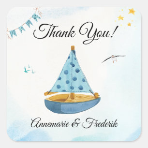 Gender Reveal Sailboat Square Sticker