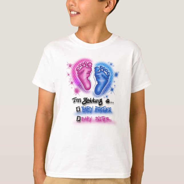 Gender reveal-sibling  baby shower T-Shirt (Front)