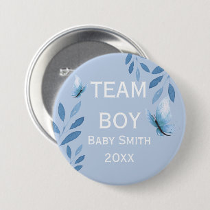 Gender reveal Team Boy bl watercolor floral Button