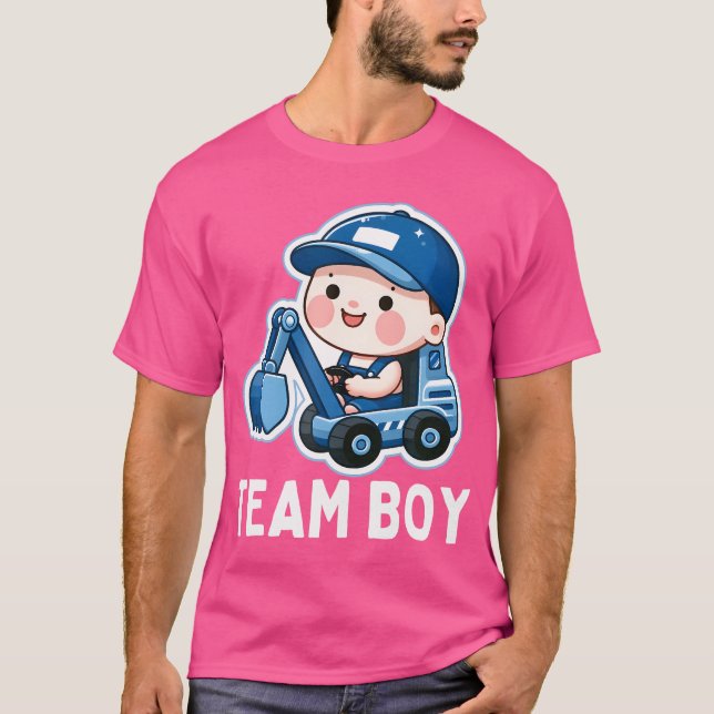 Gender Reveal Team Boy Blue Party Baby Announcemen T-Shirt (Front)