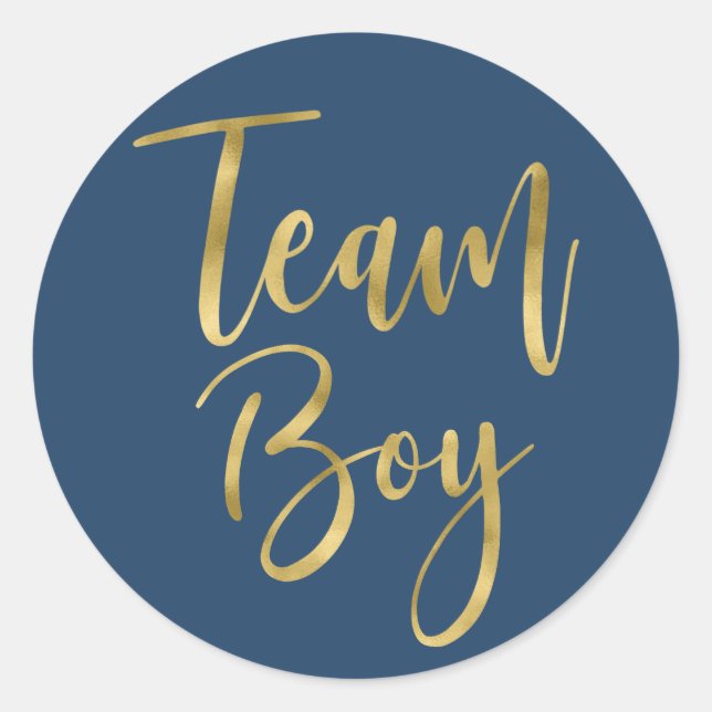 Gender reveal Team Boy Classic Round Sticker (Front)