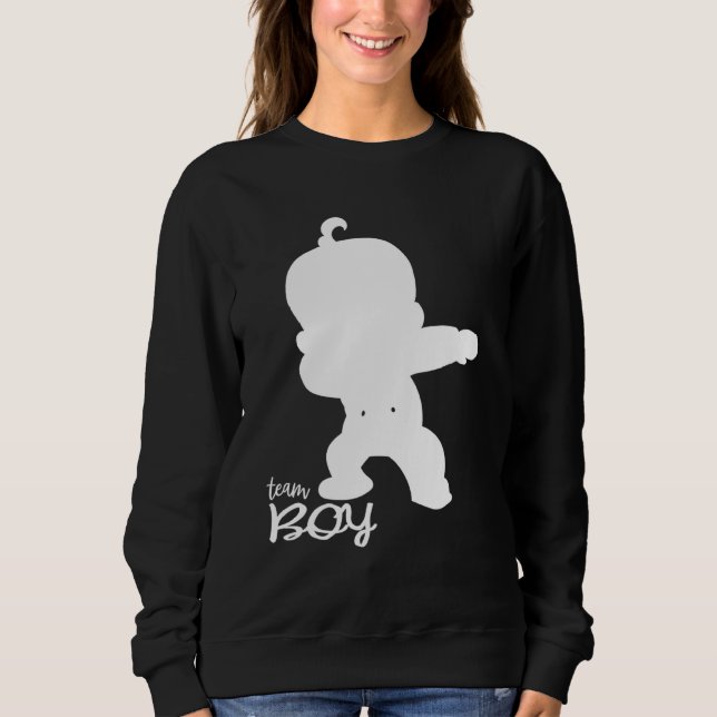 Gender Reveal Team Boy Cute Dabbing Black Baby Sweatshirt (Front)
