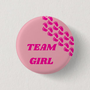 Gender Reveal Team Boy Girl Footprint Design 3 Cm Round Badge