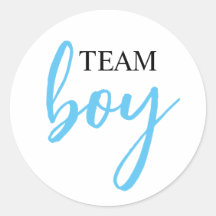 Gender Reveal Team Boy Round Sticker