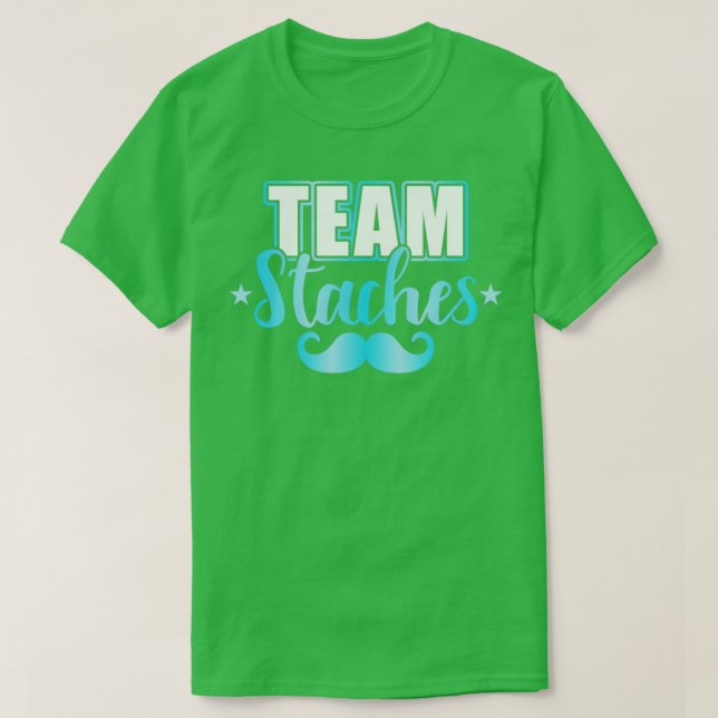 Gender reveal team boy staches matching family bab T-Shirt (Design Front)