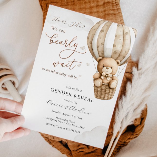 Gender Reveal Teddy Bear Baby Shower Invitation (Creator Uploaded)