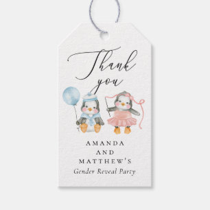 Gender Reveal Thank You. Cute Penguins Baby Shower Gift Tags