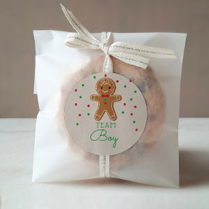 Gender Reveal Voting Team Boy Gingerbread Classic Round Sticker
