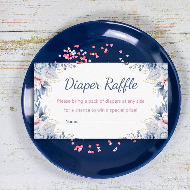 gender reveal watercolor floral diaper raffle  enclosure card (Creator Uploaded)