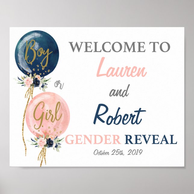 Gender reveal welcome sign (Front)