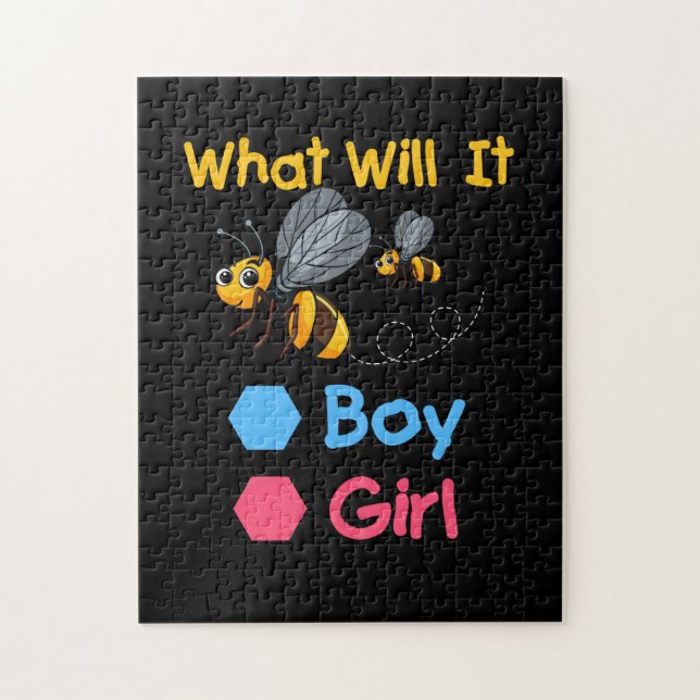 Gender Reveal What Will It Bee Boy or Girl Family Jigsaw Puzzle (Vertical)