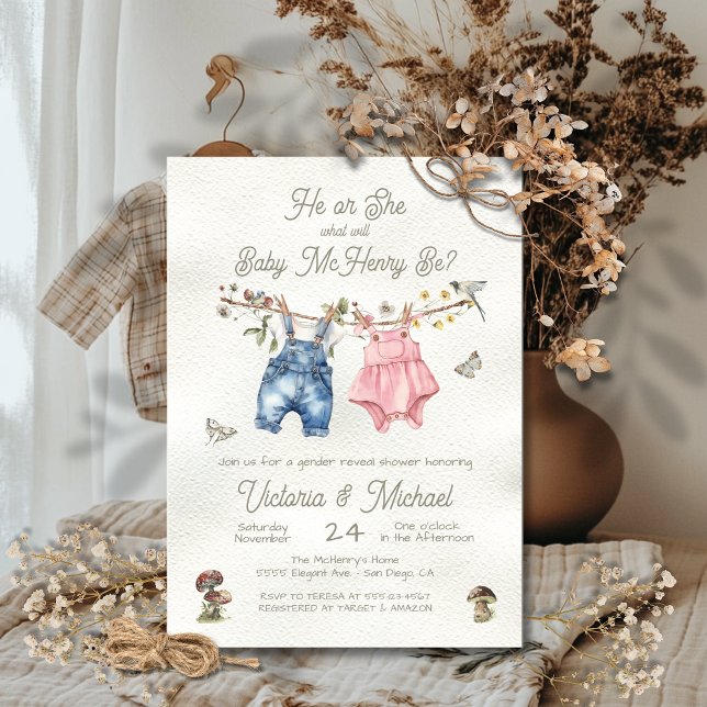 Gender Reveal Wildflowers Boho baby shower Invitation (Creator Uploaded)