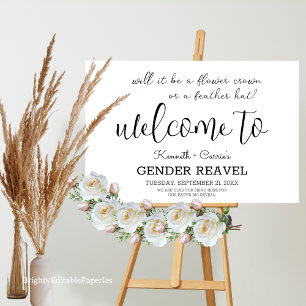Gender reveal Will It Be Flower Crown Or Feather Poster