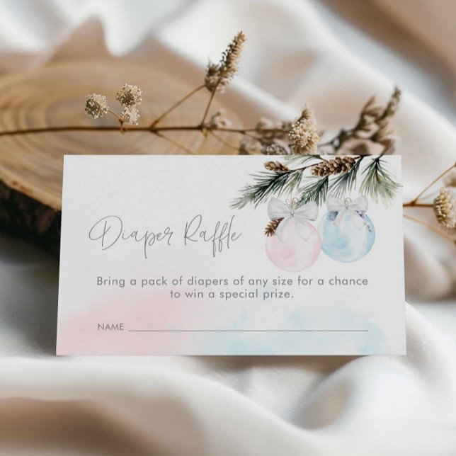 Gender Reveal Winter Baby Shower Diaper Raffle Enc Enclosure Card (Winter Gender Reveal Diaper Raffle Ticket Card)