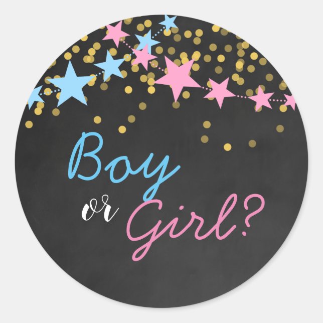 Gender Reveal Wonder What you Are, Boy or Girl Classic Round Sticker (Front)