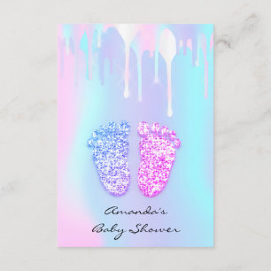Gender Revival Baby Shower Feet Holographic Drips Invitation