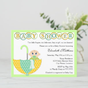 Gender Unknown Umbrella Baby Shower Invitation