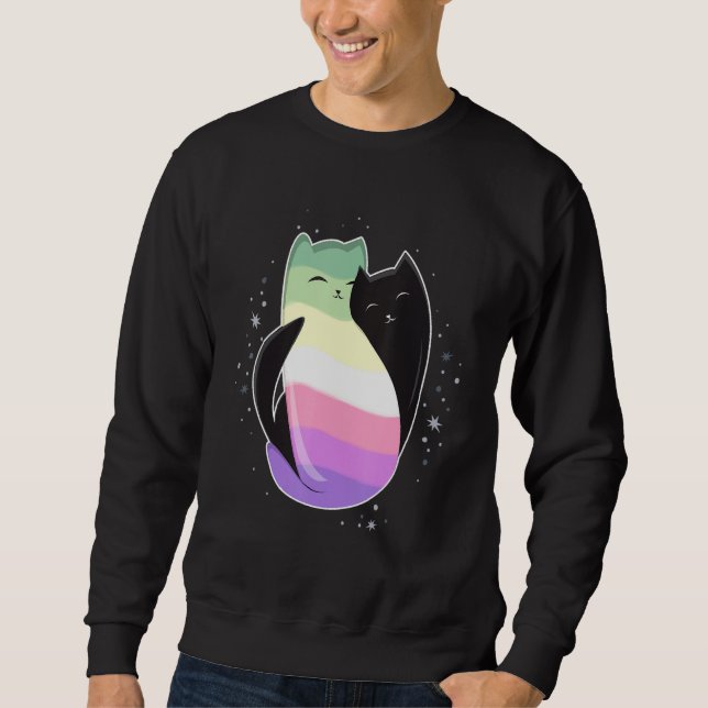Genderfae Cat Flag Nonbinary Transgender LGBT Blac Sweatshirt (Front)