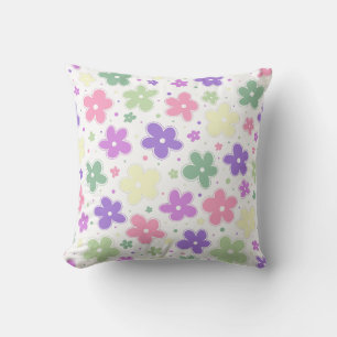Genderfae Pride Flag Flowers Doodle Pastel Pink Cushion