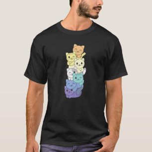 Genderfaun Flag Pile Pride Lgbtq Cats Cute Genderf T-Shirt